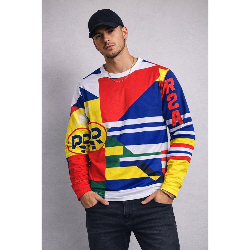 Reason Multicolor Long Sleeve Graphic Tee Colorblock Streetwear Shirt Size S